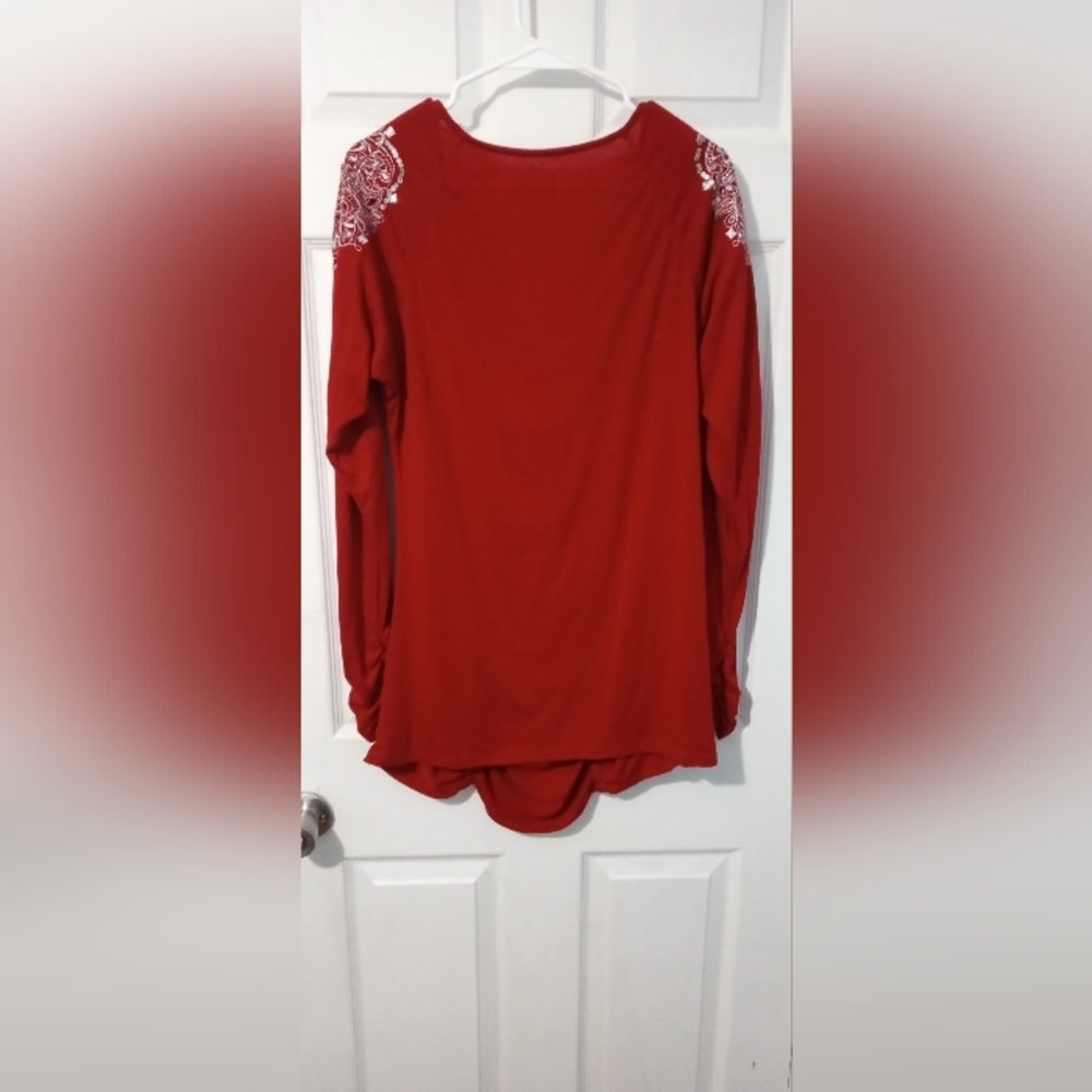 RXB Red Ruched Embellished Blouse - Picture 6 of 6